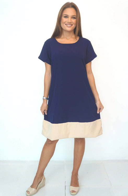 Dress The R Anywhere Dress - Perfect Navy, Nude Colour Block dubai outfit dress brunch fashion mums